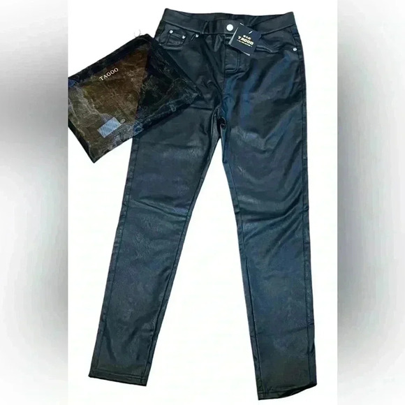 TAGOO Pants - Tagoo Faux Leather Leggings High Waisted Pants Stretch Skinny Pockets Medium NWT